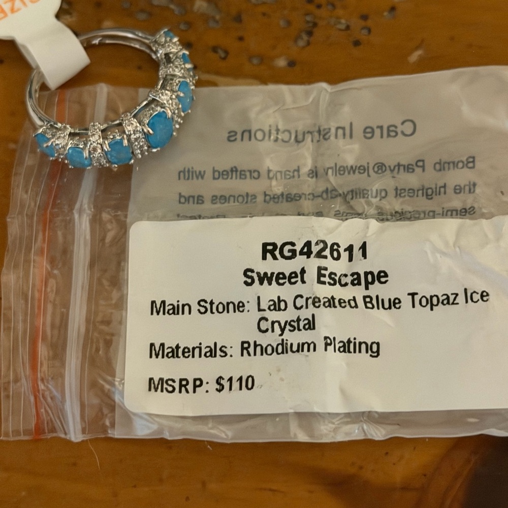 Blue Topaz Ice Crystal Ring - Size 6